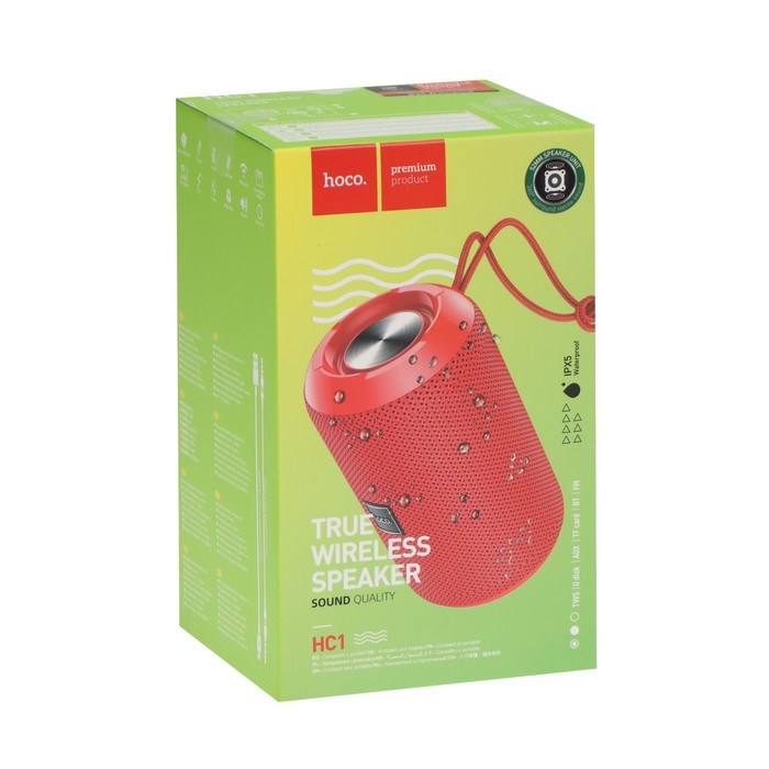 Портативная колонка Hoco HC1, 5 Вт, 1200 мАч, BT5.0, microSD, USB, AUX, FM-радио, красная - фото 51392292 Портативная колонка Hoco HC1, 5 Вт, 1200 мАч, BT5.0, microSD, USB, AUX, FM-радио, красная - фото 51392292