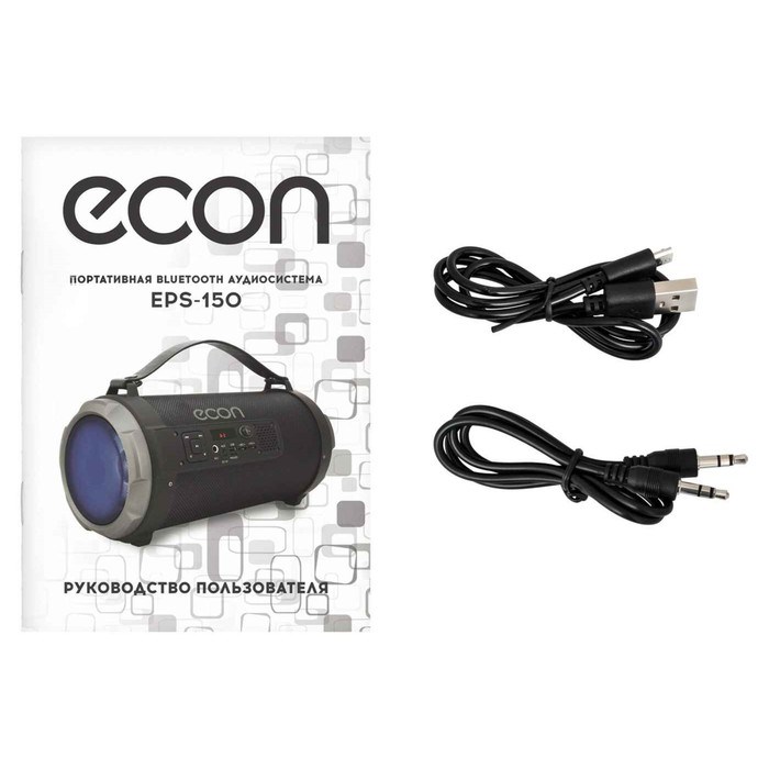Портативная аудиосистема Econ EPS-150 с подсветкой, 4+10Вт, Bluetooth, USB, цвет чёрный - фото 51392405 Портативная аудиосистема Econ EPS-150 с подсветкой, 4+10Вт, Bluetooth, USB, цвет чёрный - фото 51392405