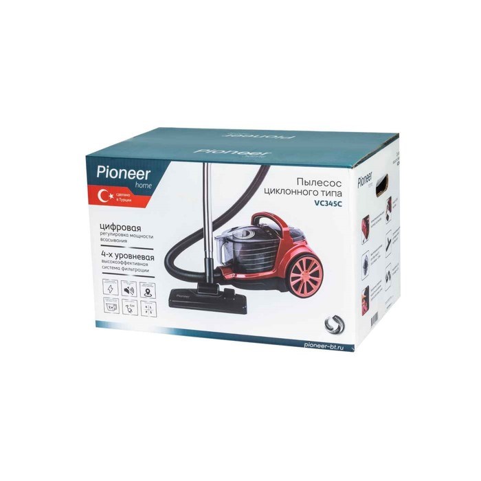 Пылесос Pioneer VC345C, циклонный, 2100Вт, 2 л, цвет красный - фото 51392440 Пылесос Pioneer VC345C, циклонный, 2100Вт, 2 л, цвет красный - фото 51392440