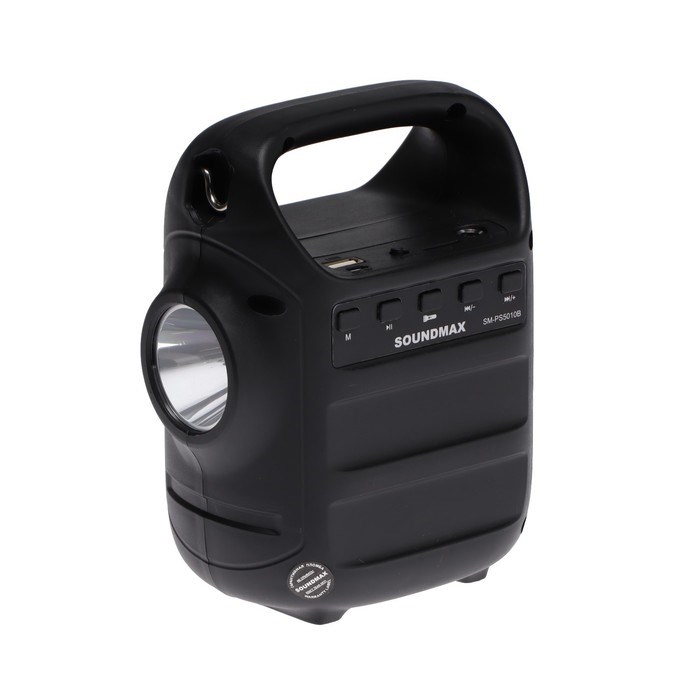 Портативная колонка Soundmax SM-PS5010B, 8Вт, 1200мАч, FM, BT 5.0, microSD, подсветка,фонарь - фото 51392789 Портативная колонка Soundmax SM-PS5010B, 8Вт, 1200мАч, FM, BT 5.0, microSD, подсветка,фонарь - фото 51392789