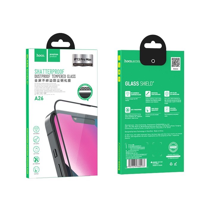 Защитное стекло Hoco A26, для iPhone 13 Pro Max,с защитной сеткой для микрофона,черная рамка - фото 51393061 Защитное стекло Hoco A26, для iPhone 13 Pro Max,с защитной сеткой для микрофона,черная рамка - фото 51393061
