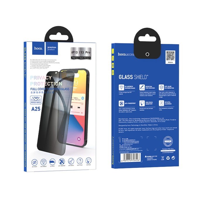 Защитное стекло Hoco A25, для iPhone 13/13 Pro, анти шпион, анти отпечатки, черная рамка - фото 51393070 Защитное стекло Hoco A25, для iPhone 13/13 Pro, анти шпион, анти отпечатки, черная рамка - фото 51393070