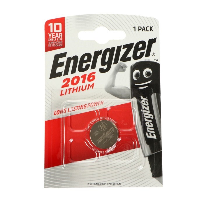 Батарейка литиевая Energizer, CR2016-1BL, 3В, блистер, 1 шт. - фото 51393101 Батарейка литиевая Energizer, CR2016-1BL, 3В, блистер, 1 шт. - фото 51393101