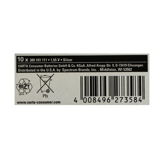 Батарейка Varta Silver Oxide, 389 - 1BL, 1.55 В, блистер, 1 шт. - фото 51393118 Батарейка Varta Silver Oxide, 389 - 1BL, 1.55 В, блистер, 1 шт. - фото 51393118