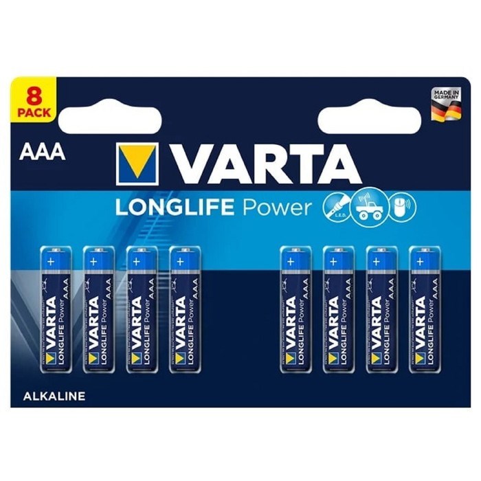 Батарейка алкалиновая Varta LongLife Power, AAA, LR03-8BL, 1.5В, блистер, 8 шт. - фото 51393307 Батарейка алкалиновая Varta LongLife Power, AAA, LR03-8BL, 1.5В, блистер, 8 шт. - фото 51393307