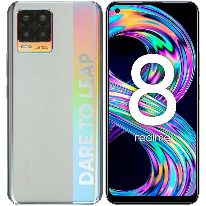 Смартфон Realme 8, 6.4", SAmoled, 2 sim, 6Гб, 128Гб, 64Мп, 16Мп, 5000 мАч, NFC, серебристый - фото 51393419 Смартфон Realme 8, 6.4", SAmoled, 2 sim, 6Гб, 128Гб, 64Мп, 16Мп, 5000 мАч, NFC, серебристый - фото 51393419