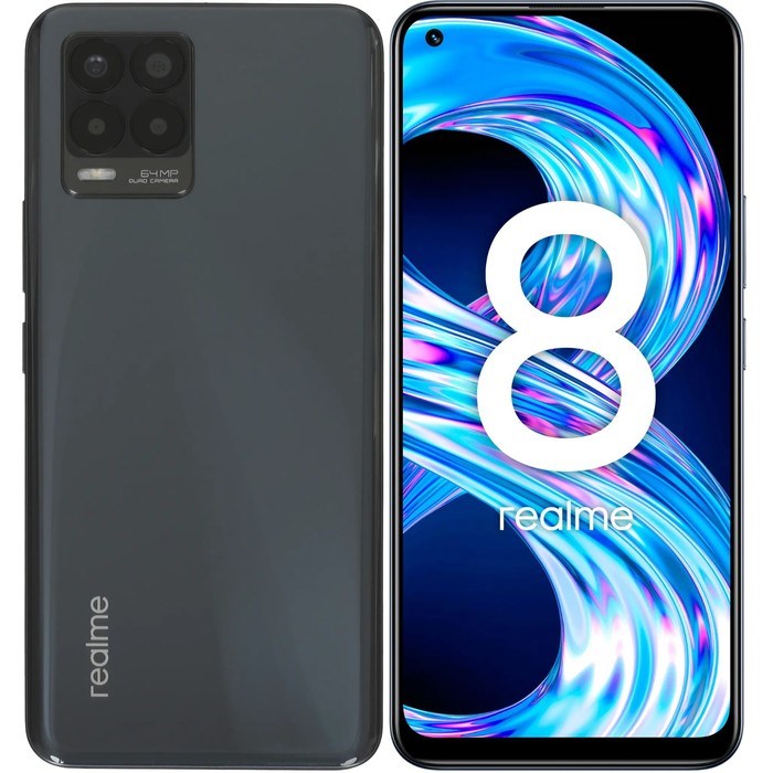 Смартфон Realme 8, 6.4", SAmoled, 2 sim, 6 Гб, 128 Гб, 64 Мп, 16 Мп, 5000 мАч, NFC, черный - фото 51393426 Смартфон Realme 8, 6.4", SAmoled, 2 sim, 6 Гб, 128 Гб, 64 Мп, 16 Мп, 5000 мАч, NFC, черный - фото 51393426