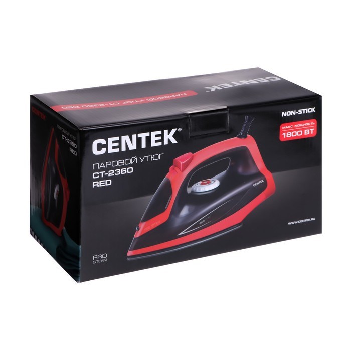 Утюг Centek CT-2360, 1800 Вт, антипригарная подошва, 200 мл, красно-чёрный - фото 51393662 Утюг Centek CT-2360, 1800 Вт, антипригарная подошва, 200 мл, красно-чёрный - фото 51393662