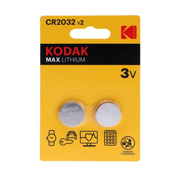 Батарейка литиевая Kodak, CR2032-2BL, 3В, блистер, 2 шт. - фото 51393704 Батарейка литиевая Kodak, CR2032-2BL, 3В, блистер, 2 шт. - фото 51393704