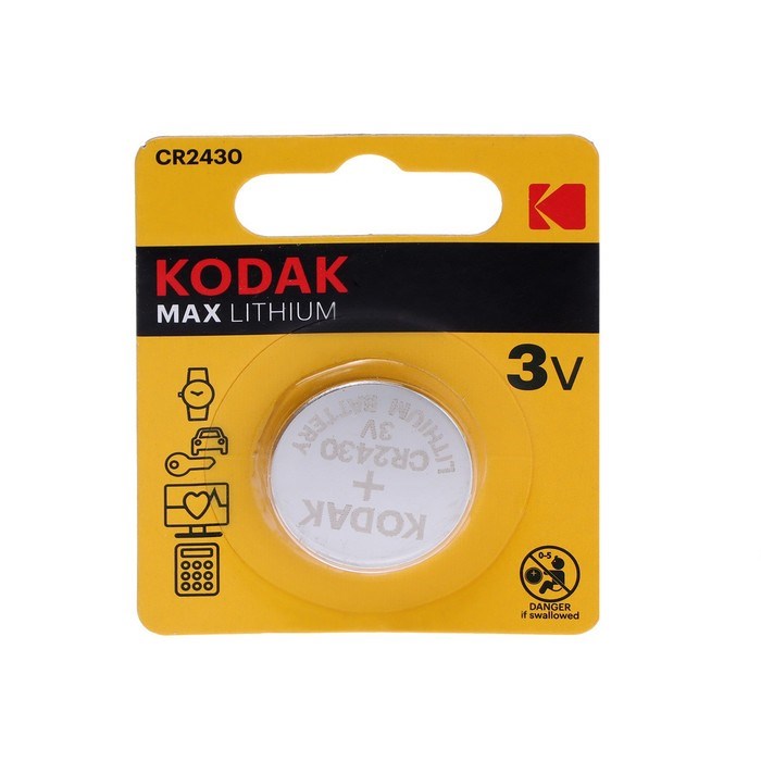 Батарейка литиевая Kodak Max, CR2430-1BL, 3В, блистер, 1 шт. - фото 51393710 Батарейка литиевая Kodak Max, CR2430-1BL, 3В, блистер, 1 шт. - фото 51393710