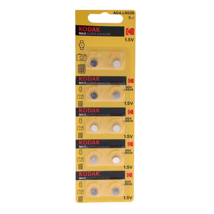 Батарейка алкалиновая Kodak, AG4 (G4, 377, LR626, LR66)-10BL, 1.5В, блистер, 10 шт. - фото 51393722 Батарейка алкалиновая Kodak, AG4 (G4, 377, LR626, LR66)-10BL, 1.5В, блистер, 10 шт. - фото 51393722