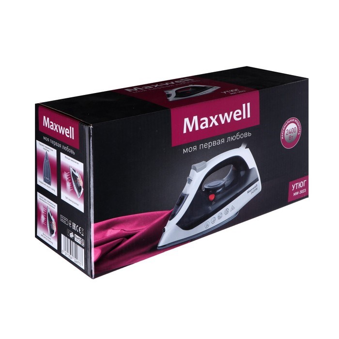 Утюг Maxwell MW-3023, 2400 Вт, керамическая подошва, 280 мл, шнур 1.8 м - фото 51393735 Утюг Maxwell MW-3023, 2400 Вт, керамическая подошва, 280 мл, шнур 1.8 м - фото 51393735