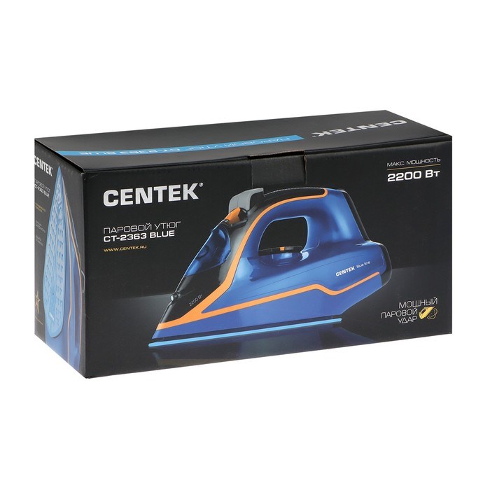 Утюг Centek CT-2363, 2200 Вт, керамическая подошва, 300 мл, сине-жёлтый - фото 51393962 Утюг Centek CT-2363, 2200 Вт, керамическая подошва, 300 мл, сине-жёлтый - фото 51393962