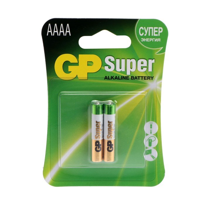 Батарейка алкалиновая GP Super, AAAA, LR8D425(LR61)-2BL, 1.5В, блистер, 2 шт. - фото 51393995 Батарейка алкалиновая GP Super, AAAA, LR8D425(LR61)-2BL, 1.5В, блистер, 2 шт. - фото 51393995