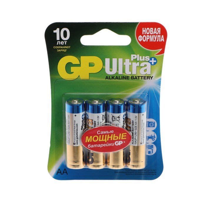 Батарейка алкалиновая GP Ultra Plus, AA, LR6-4BL, 1.5В, блистер, 4 шт. - фото 51394005 Батарейка алкалиновая GP Ultra Plus, AA, LR6-4BL, 1.5В, блистер, 4 шт. - фото 51394005