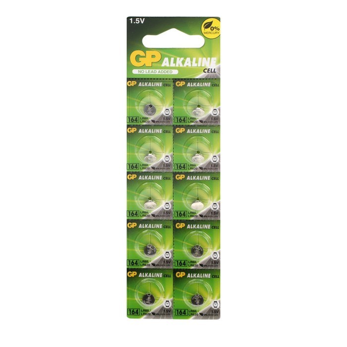 Батарейка алкалиновая GP, LR60 (G1, 364, LR621, 164A)-10BL, 1.5В, блистер, 10 шт. - фото 51394013 Батарейка алкалиновая GP, LR60 (G1, 364, LR621, 164A)-10BL, 1.5В, блистер, 10 шт. - фото 51394013