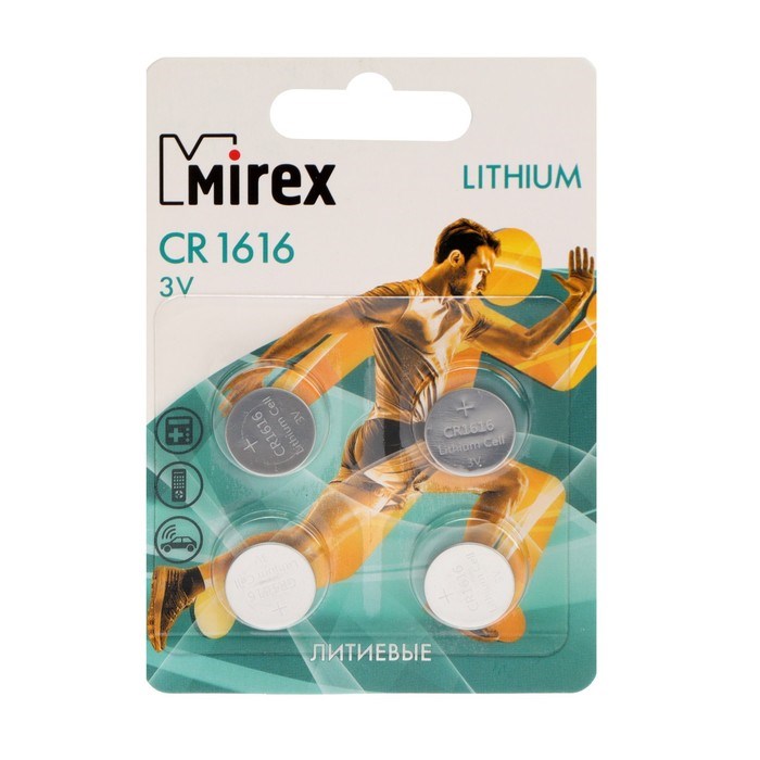 Батарейка литиевая Mirex, CR1616-4BL, 3В, блистер, 4 шт. - фото 51394039 Батарейка литиевая Mirex, CR1616-4BL, 3В, блистер, 4 шт. - фото 51394039