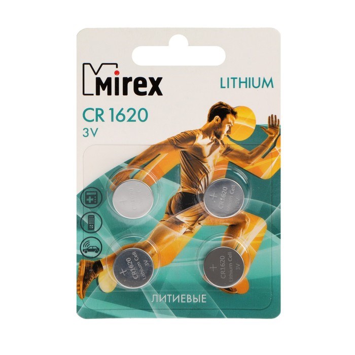 Батарейка литиевая Mirex, CR1620-4BL, 3В, блистер, 4 шт. - фото 51394043 Батарейка литиевая Mirex, CR1620-4BL, 3В, блистер, 4 шт. - фото 51394043