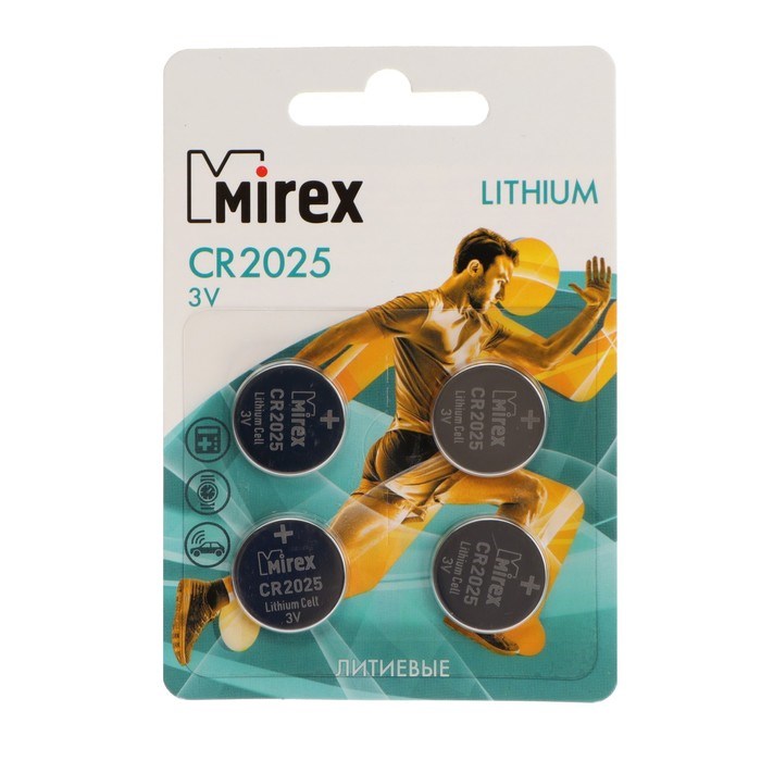 Батарейка литиевая Mirex, CR2025-4BL, 3В, блистер, 4 шт. - фото 51394059 Батарейка литиевая Mirex, CR2025-4BL, 3В, блистер, 4 шт. - фото 51394059
