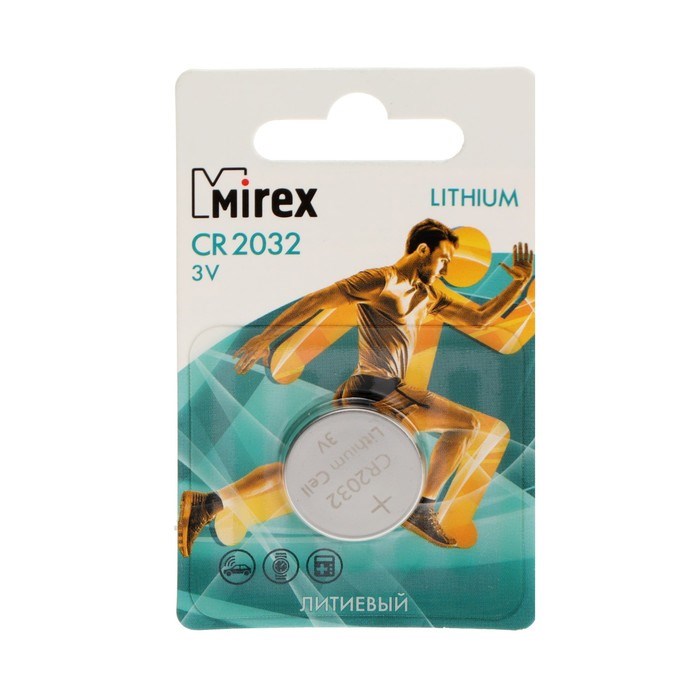 Батарейка литиевая Mirex, CR2032-1BL, 3 В, блистер, 1 шт. - фото 51394061