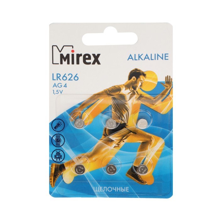 Батарейка алкалиновая Mirex, LR626, AG4, 1.5В, блистер, 6 шт - фото 51394088 Батарейка алкалиновая Mirex, LR626, AG4, 1.5В, блистер, 6 шт - фото 51394088