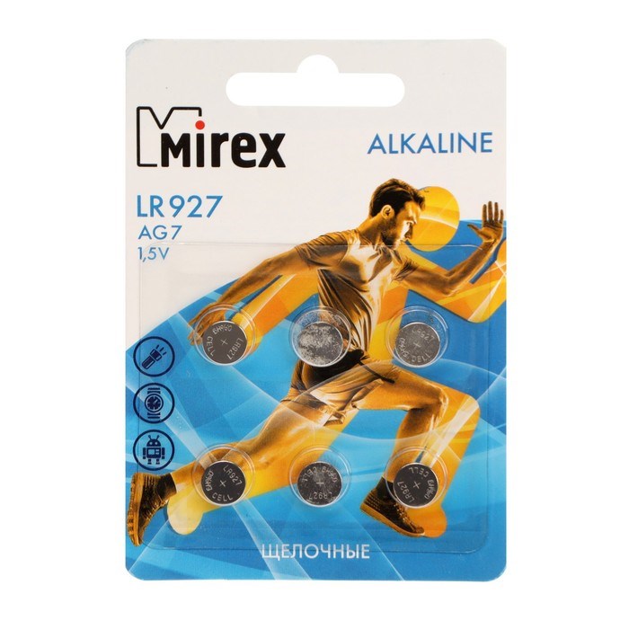 Батарейка алкалиновая Mirex, LR927, AG7, 1.5В, блистер, 6 шт - фото 51394090 Батарейка алкалиновая Mirex, LR927, AG7, 1.5В, блистер, 6 шт - фото 51394090
