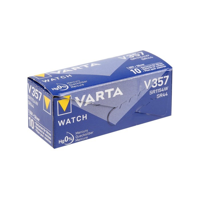 Батарейка Varta Silver Oxide, 357 (SR44W) - 1BL, 1.55 В, блистер, 1 шт. - фото 51394573 Батарейка Varta Silver Oxide, 357 (SR44W) - 1BL, 1.55 В, блистер, 1 шт. - фото 51394573
