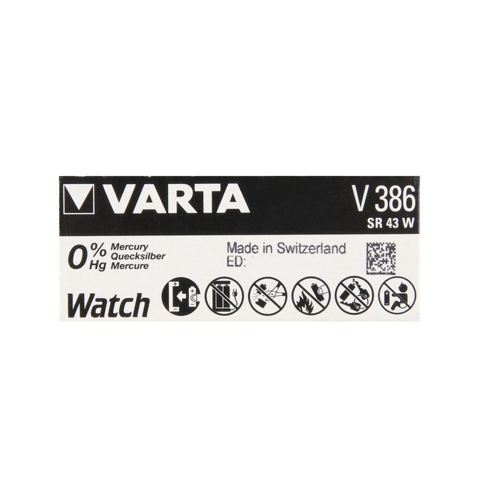 Батарейка Varta Silver Oxide, 386 (SR43W) - 1BL, 1.55 В, блистер, 1 шт. - фото 51394578 Батарейка Varta Silver Oxide, 386 (SR43W) - 1BL, 1.55 В, блистер, 1 шт. - фото 51394578