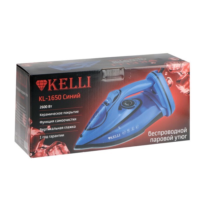 Утюг KELLI KL-1650С, 2600 Вт, керамическая подошва, беспроводной, 320 мл, синий - фото 51394630 Утюг KELLI KL-1650С, 2600 Вт, керамическая подошва, беспроводной, 320 мл, синий - фото 51394630