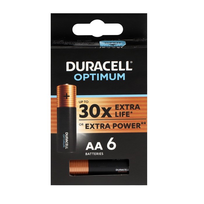Батарейка алкалиновая Duracell OPTIMUM, AA, LR6-6BL, 1.5В, блистер, 6 шт. - фото 51394689 Батарейка алкалиновая Duracell OPTIMUM, AA, LR6-6BL, 1.5В, блистер, 6 шт. - фото 51394689