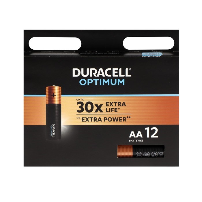 Батарейка алкалиновая Duracell OPTIMUM, AA, LR6-12BL, 1.5В, блистер, 12 шт. - фото 51394695 Батарейка алкалиновая Duracell OPTIMUM, AA, LR6-12BL, 1.5В, блистер, 12 шт. - фото 51394695