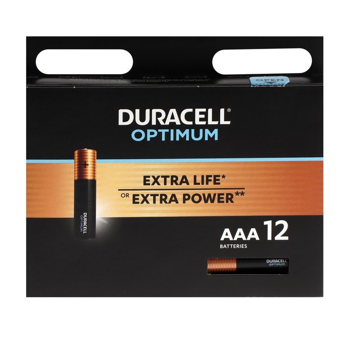 Батарейка алкалиновая Duracell OPTIMUM, AAA, LR03-12BL, 1.5В, блистер, 12 шт. - фото 51394697 Батарейка алкалиновая Duracell OPTIMUM, AAA, LR03-12BL, 1.5В, блистер, 12 шт. - фото 51394697
