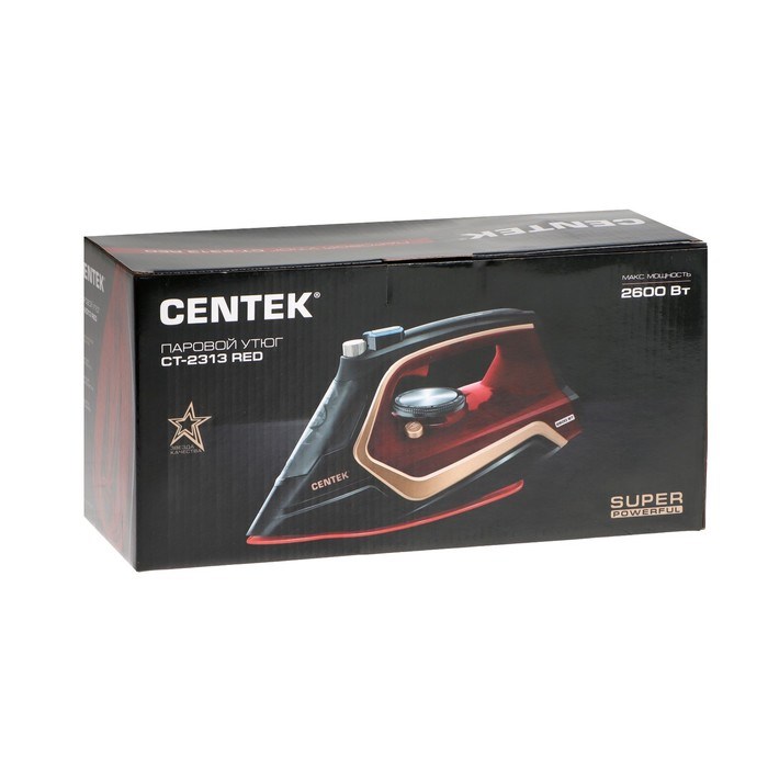 Утюг Centek CT-2313, 2600 Вт, 350 мл, керамика, капля-стоп, пар. удар, самоочистка, красный - фото 51394718 Утюг Centek CT-2313, 2600 Вт, 350 мл, керамика, капля-стоп, пар. удар, самоочистка, красный - фото 51394718