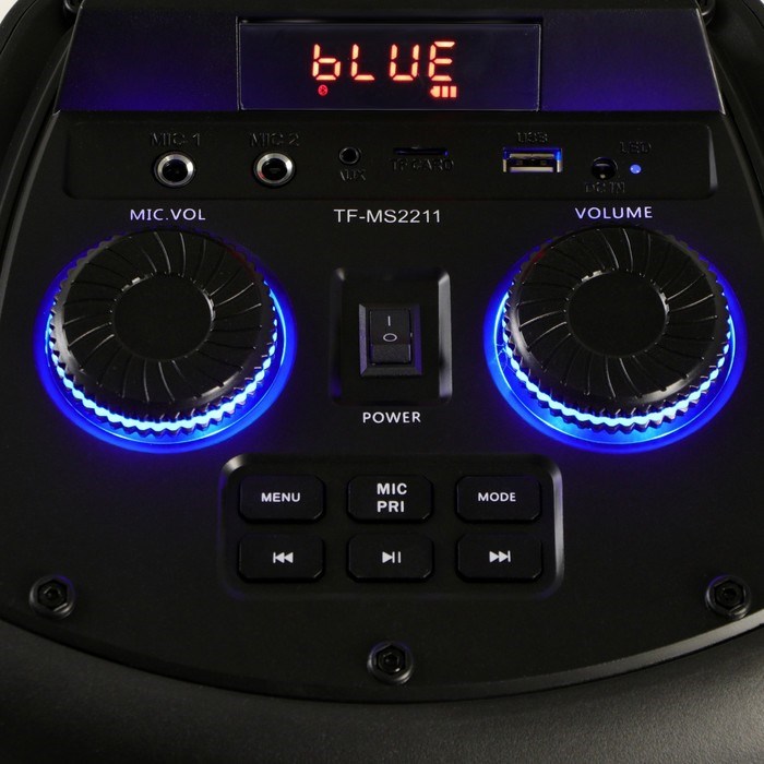 Портативная колонка Telefunken TF-MS2211, 100 Вт, 3000 мАч, FM, BT, microSD, USB, подсветка - фото 51394788 Портативная колонка Telefunken TF-MS2211, 100 Вт, 3000 мАч, FM, BT, microSD, USB, подсветка - фото 51394788