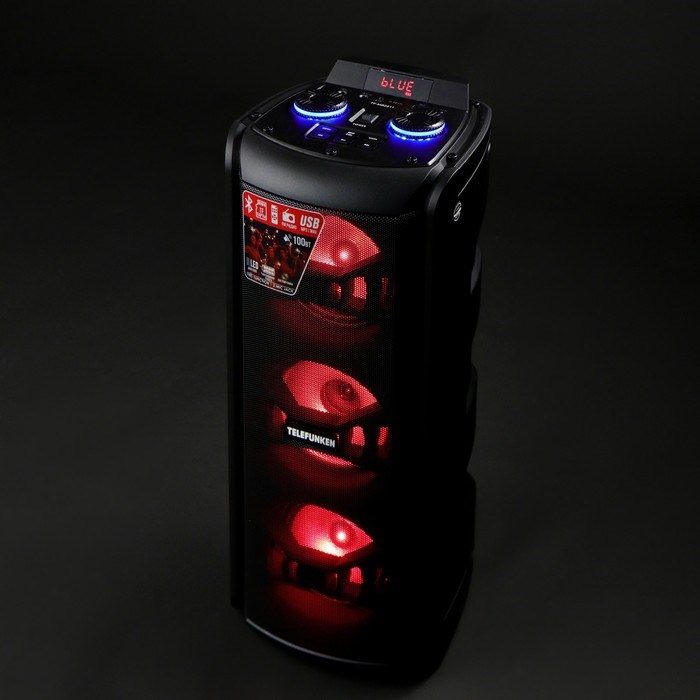 Портативная колонка Telefunken TF-MS2211, 100 Вт, 3000 мАч, FM, BT, microSD, USB, подсветка - фото 51394789 Портативная колонка Telefunken TF-MS2211, 100 Вт, 3000 мАч, FM, BT, microSD, USB, подсветка - фото 51394789