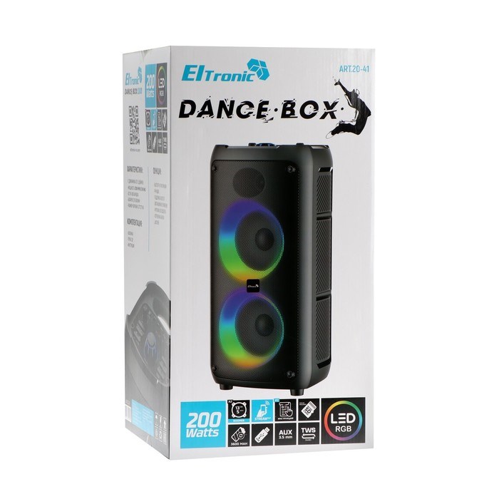 Портативная колонка Eltronic Dance Box 200, 200/20Вт,3600мАч,FM,BT,microSD,AUX,TWS,подсветка - фото 51394856 Портативная колонка Eltronic Dance Box 200, 200/20Вт,3600мАч,FM,BT,microSD,AUX,TWS,подсветка - фото 51394856