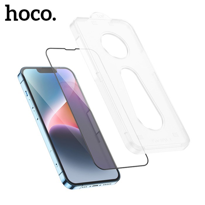 Защитное стекло Hoco для iPhone 14/13/13 Pro, с рамкой для установки, полный клей, 0.33 мм - фото 51395130 Защитное стекло Hoco для iPhone 14/13/13 Pro, с рамкой для установки, полный клей, 0.33 мм - фото 51395130