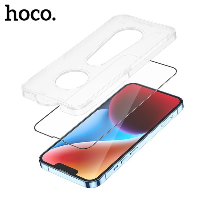 Защитное стекло Hoco для iPhone 14/13/13 Pro, с рамкой для установки, полный клей, 0.33 мм - фото 51395133 Защитное стекло Hoco для iPhone 14/13/13 Pro, с рамкой для установки, полный клей, 0.33 мм - фото 51395133