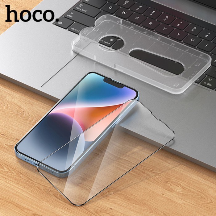 Защитное стекло Hoco для iPhone 14/13/13 Pro, с рамкой для установки, полный клей, 0.33 мм - фото 51395135 Защитное стекло Hoco для iPhone 14/13/13 Pro, с рамкой для установки, полный клей, 0.33 мм - фото 51395135