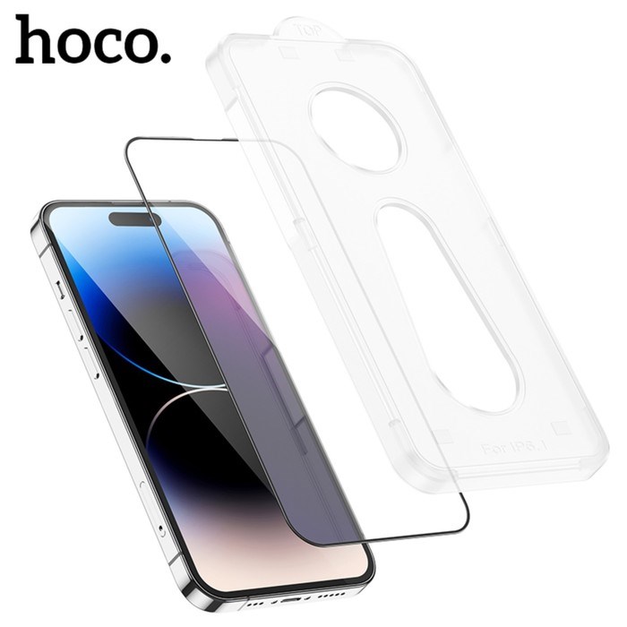 Защитное стекло Hoco для iPhone 14 Pro, с рамкой для установки, полный клей, 0.33 мм, 9H - фото 51395138 Защитное стекло Hoco для iPhone 14 Pro, с рамкой для установки, полный клей, 0.33 мм, 9H - фото 51395138