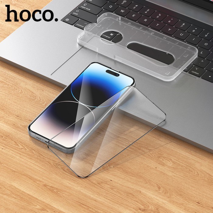 Защитное стекло Hoco для iPhone 14 Pro, с рамкой для установки, полный клей, 0.33 мм, 9H - фото 51395141 Защитное стекло Hoco для iPhone 14 Pro, с рамкой для установки, полный клей, 0.33 мм, 9H - фото 51395141