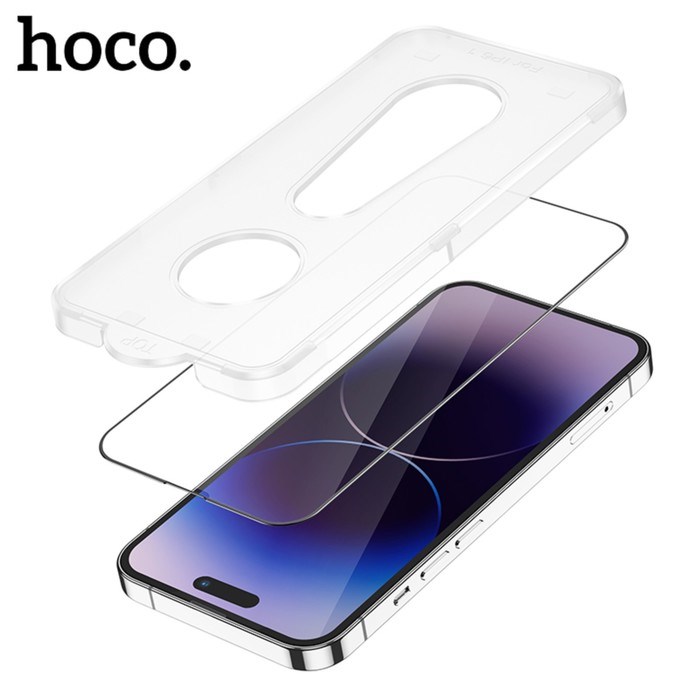 Защитное стекло Hoco для iPhone 14 Pro, с рамкой для установки, полный клей, 0.33 мм, 9H - фото 51395143 Защитное стекло Hoco для iPhone 14 Pro, с рамкой для установки, полный клей, 0.33 мм, 9H - фото 51395143