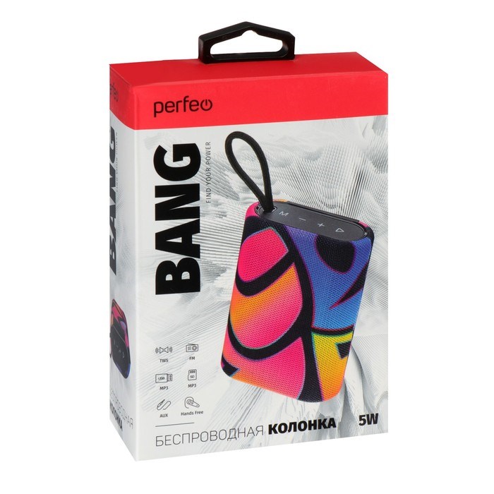 Портативная колонка Perfeo BANG PF_D0043, 5 Вт, 1200 мАч, microSD, USB, AUX, FM, граффити - фото 51395226 Портативная колонка Perfeo BANG PF_D0043, 5 Вт, 1200 мАч, microSD, USB, AUX, FM, граффити - фото 51395226