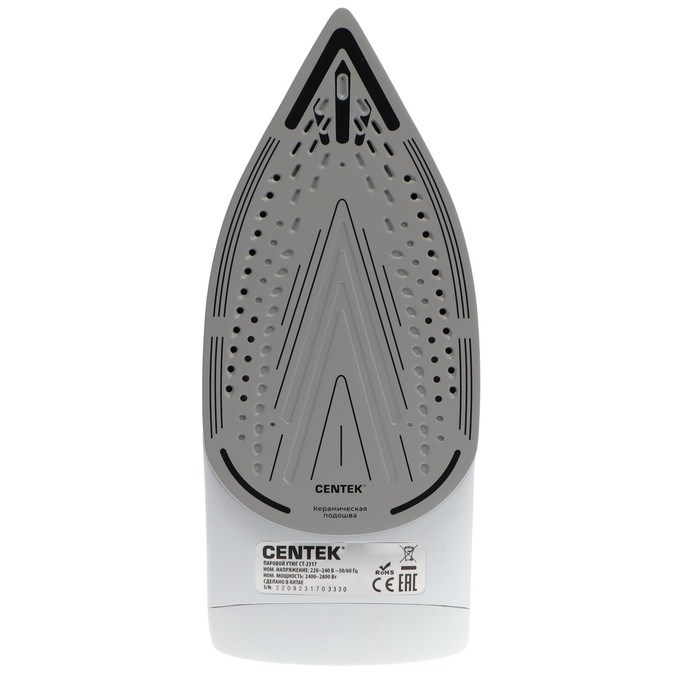 Утюг Centek CT-2317, 2800 Вт, керамическая подошва, 300 мл, бело-чёрный - фото 51395381 Утюг Centek CT-2317, 2800 Вт, керамическая подошва, 300 мл, бело-чёрный - фото 51395381