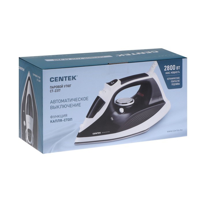 Утюг Centek CT-2317, 2800 Вт, керамическая подошва, 300 мл, бело-чёрный - фото 51395387 Утюг Centek CT-2317, 2800 Вт, керамическая подошва, 300 мл, бело-чёрный - фото 51395387