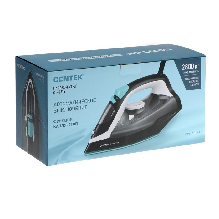 Утюг Centek CT-2314, 2800 Вт, керамическая подошва, 320 мл, бело-фиолетовый - фото 51395411 Утюг Centek CT-2314, 2800 Вт, керамическая подошва, 320 мл, бело-фиолетовый - фото 51395411