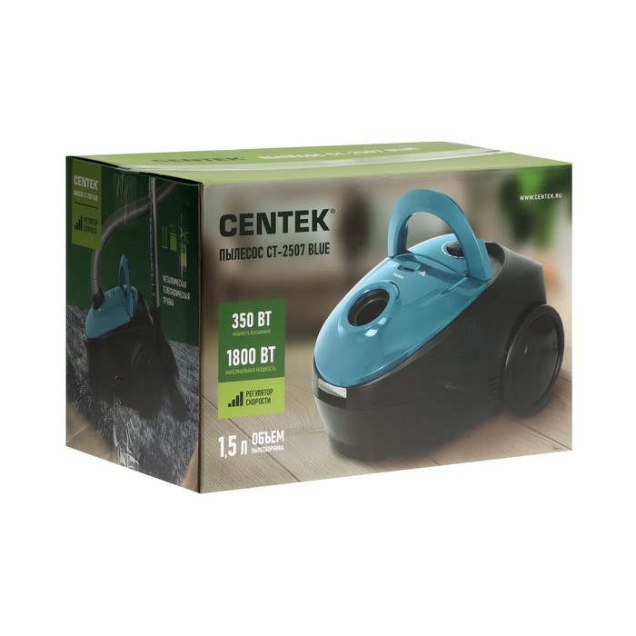 Пылесос Centek CT-2507, 1800/350 Вт, сухая уборка, 1.5 л, сине-чёрный - фото 51395424 Пылесос Centek CT-2507, 1800/350 Вт, сухая уборка, 1.5 л, сине-чёрный - фото 51395424