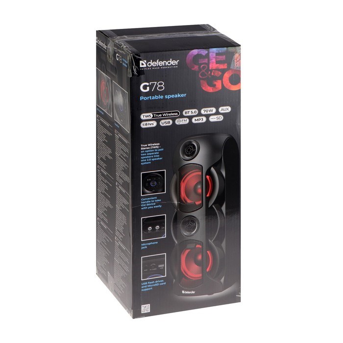 Портативная колонка Defender G78, 70Вт, 4400мАч, TWS, FM, microSD, AUX, эквалайзер, пульт ДУ - фото 51395924 Портативная колонка Defender G78, 70Вт, 4400мАч, TWS, FM, microSD, AUX, эквалайзер, пульт ДУ - фото 51395924