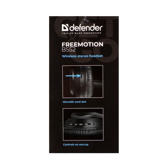 Наушники Defender FreeMotion B552, накладные,микрофон,управление,microSD,200 мАч, черные - фото 51395939 Наушники Defender FreeMotion B552, накладные,микрофон,управление,microSD,200 мАч, черные - фото 51395939