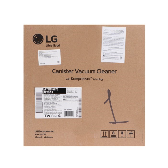 Пылесос LG VC73189NHTB, 1800/380 Вт, сухая уборка, 1.2 л, синий - фото 51396000 Пылесос LG VC73189NHTB, 1800/380 Вт, сухая уборка, 1.2 л, синий - фото 51396000